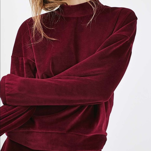 Topshop Sweaters - Topshop Red Velvet Sweater